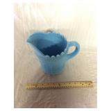 Blue milk glass pitcher