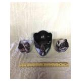 Purple slag swan dishes