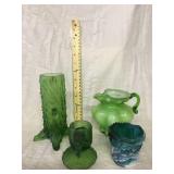Miscellaneous green glass