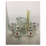 Michelob beer pitcher and four glasses