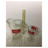 Old mill walkie pitcher and Glass