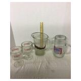 Budweiser large mug pitcher and glasses