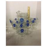 Pabst blue ribbon pitcher and glasses