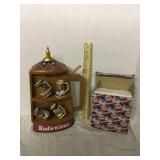 Budweiser beer stein ornaments with holder