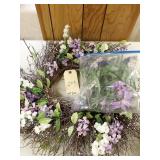 24 inch diameter purple and white flower wreath