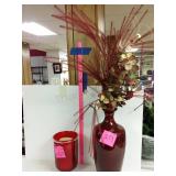20" tall vase  and 11" call red glass candle