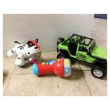Jeep Wrangler toy car, zebra rattle and VTech