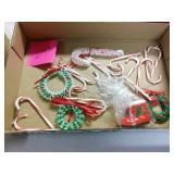 15 glass candy cane ornaments, and 5 random