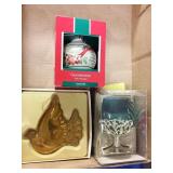 2 ornaments and a candle