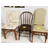 3 wood chairs