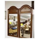 2 wood framed mirrors