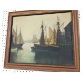 Harbour painting on canvas