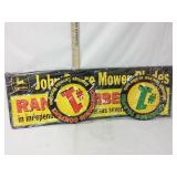 John Deere advertising signs still in cellophane