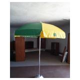 John Deere umbrella with stand and pole. 69" dia