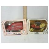 (2) diecast banks. 1950 panel truck in 1918