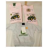 (2) x large John Deere pink shirts and 1 6 month