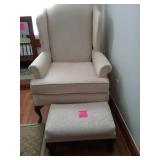 Bryant Upholstery White Wingback Chair Foot stool