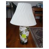 Lamp white with green and gold leaves ceramic