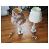 Lamps ,matching pair glass and marble 22 inches