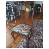 High back wooden chair upholstered seat