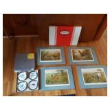 Wooden placemats , silver plate coasters 8 pieces