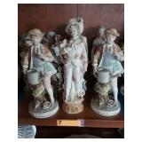 7 Piece Porcelain Figurines Blue labels Japan