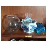 Blue Glass Bird Flower Lot