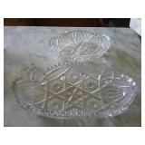 2 Piece Pressed Glass Relish Celery Dish