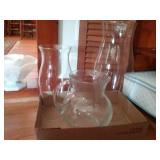 2 Hurricane Globes 1 Heavy Glass Pitcher