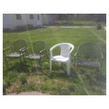 4 lawn chairs 3 metal 1 plastic