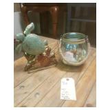 Aquatic Decorations Metal turtle, glass jar with