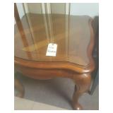 Heavy Wood End Table Glass top, 28x28x26