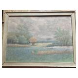 Vintage Pastoral Landscape Oil Painting on Canvas