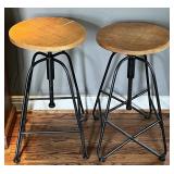 Pair Industrial Style Adjustable Bar Stools - one