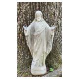 Concrete garden Jesus statue. 29x11
