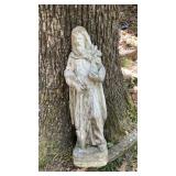 Weathered Concrete Garden Statue of Saint Fiacre