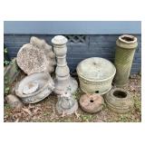 Miscellaneous lot Birdbath pieces, concrete