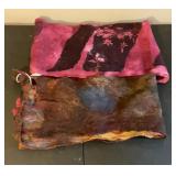 2 Dyed silk chiffon Merino wool scarves