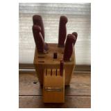 Kitchen Aid knife block and red knife set missing