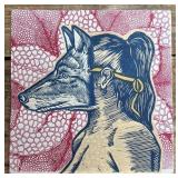 Signed Contemporary Mixed Media Folk Art Portrait