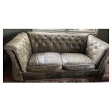 Distressed Leather Chesterfield-Style Sofa ï¿½