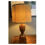 Vintage Turned Wood Table Lamp w/ Pleated Shade ï¿½