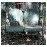 Vintage green metal glider chair, 33.5 inches