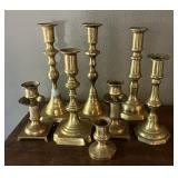 Large Group Solid Brass Candlesticks ï¿½ Mixed