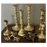 Large Group Solid Brass Candlesticks ï¿½ Mixed