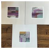 Set of 3 Modern Abstract Art Prints, Matted12x12