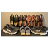 7 pairs of menï¿½s shoes, Hoka, Florsheim, Bass,