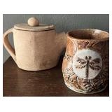 Studio Pottery Dragonfly Mug  & SIGNED Handmade