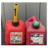 2 gasoline containers, each can hold 1 gallon