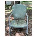 Vintage green metal shellback chair, 32 inches
